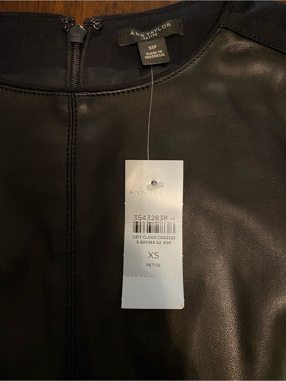 Ann Taylor Black Faux Leather Petite Dress-NWT
